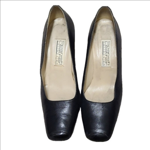 Animal Print Gold Heel Black Leather Pump Collection by Sergio Zelcer Squire Toe